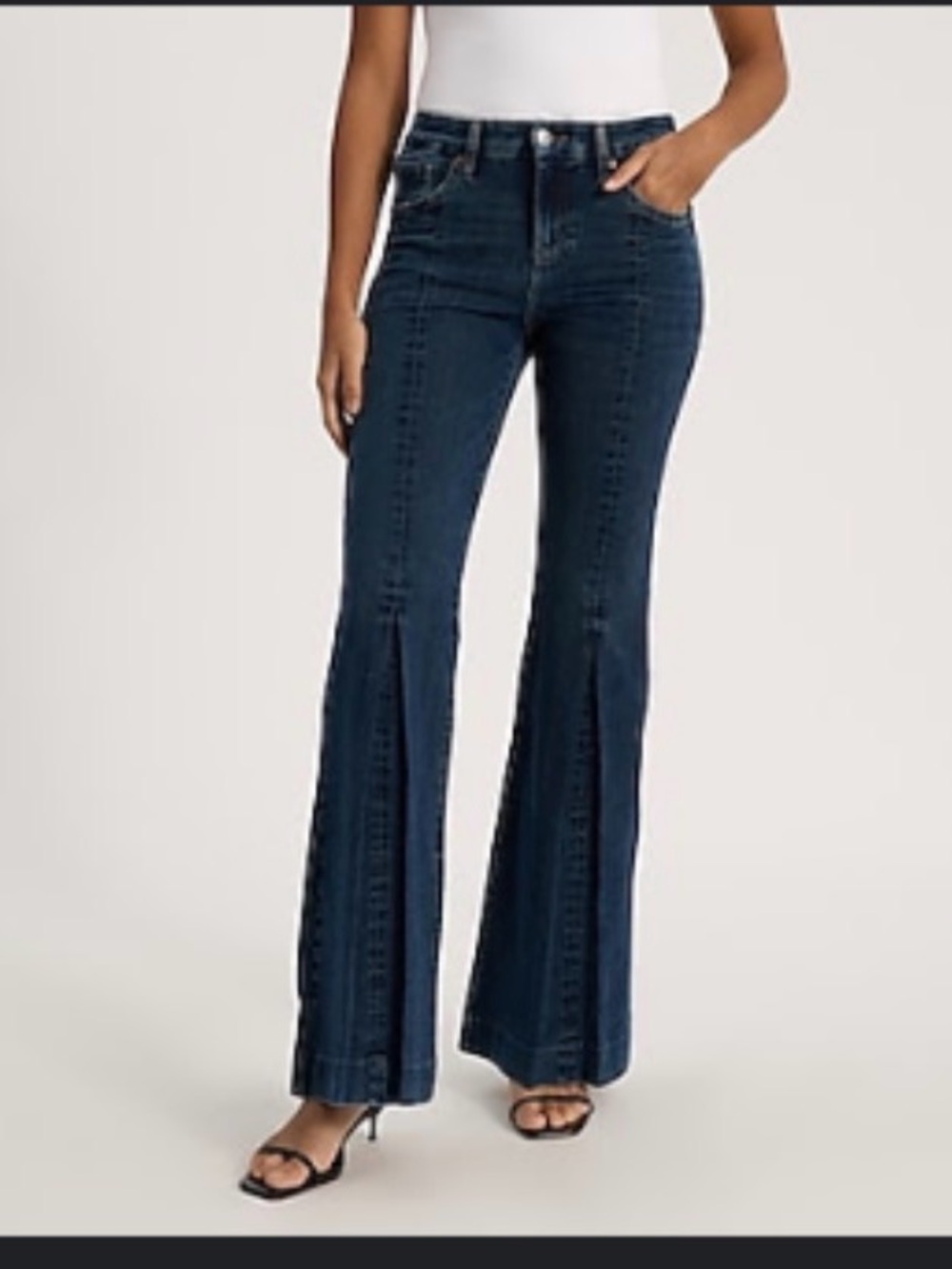 NWT Express Mid Rise Dark Wash Slit Flexx '70s Flare Jeans